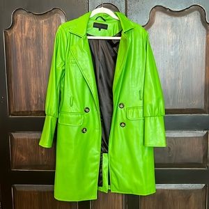 ASOS Kendall & Kylie faux  leather trench coat in green. Size XS.